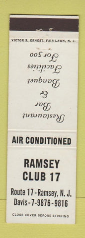 Matchbook Cover - Ramsey Club 17 Ramsey NJ
