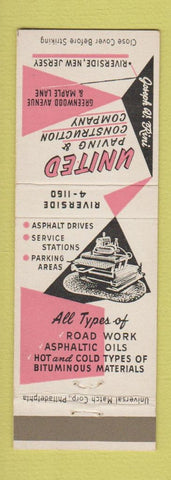 Matchbook Cover - United Paving Construction Riverside NJ
