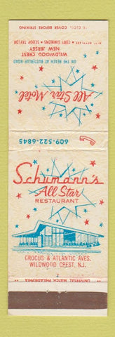 Matchbook Cover - Shumann's All Star Restaurant Wildwood Crest NJ sports players