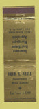 Matchbook Cover - Fred Veile Insurance Real Estate Fair Lawn NJ