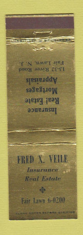 Matchbook Cover - Fred Veile Insurance Real Estate Fair Lawn NJ