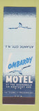 Matchbook Cover - Lombardy Motel Atlantic City NJ