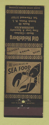 Matchbook Cover - Old Heidelberg Restaurant Scotch Plains NJ lobster