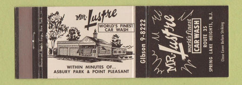 Matchbook Cover - Mr Lustre Car Wash Spring Lake Heights NJ