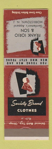 Matchbook Cover - Society Brand Men's Clothes Frank Iorio Morristown NJ