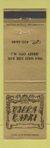 Matchbook Cover - Villa Capri Jersey City NJ