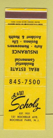 Matchbook Cover - A&W Scholtz Rochelle Park NJ Real Estate Insurance