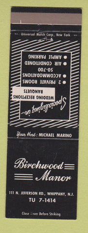 Matchbook Cover - Birchwood Manor Whippany NJ
