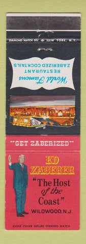 Matchbook Cover - Ed Zaberer Restaurant Wildwood NJ
