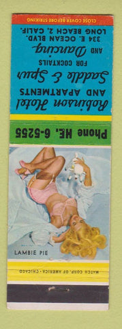 Matchbook Cover - Robinson Hotel Saddle & Spur Bar Long Beach CA pinup