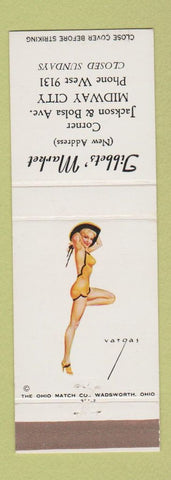 Matchbook Cover - Tibbets' Market Midway City CA Vargas pinup