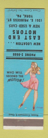 Matchbook Cover - East End Motors York PA cars pinup