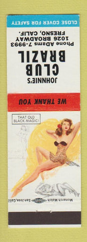 Matchbook Cover - Johnnie's Club Brazil Fresno CA pinup pinup