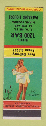 Matchbook Cover - Hitt's 1200 Bar Miami FL liquor pinup