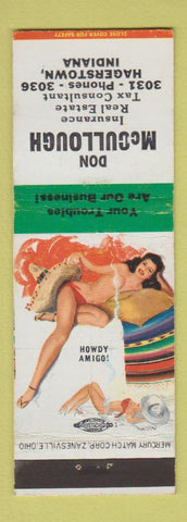 Matchbook Cover - Don McCullough Insurance Real Estate Hagerstown IN pinup
