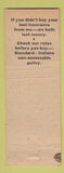 Matchbook Cover - Don McCullough Insurance Real Estate Hagerstown IN pinup