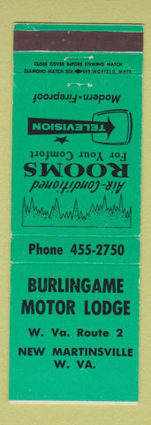 Matchbook Cover - Burlingame Motor Lodge New Martinsville WV