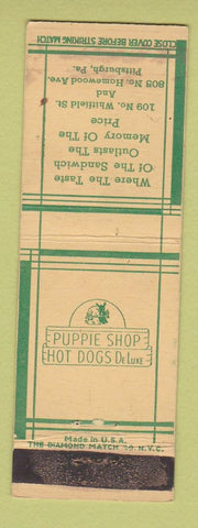 Matchbook Cover - Puppie Shop Hot Dogs Pittsburgh PA WEAR