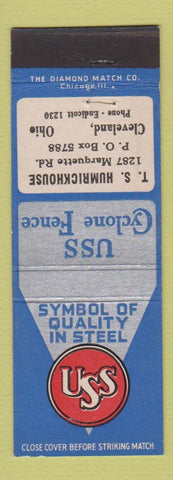 Matchbook Cover - USS Cyclone Fence TS Humrickhouse Cleveland OH