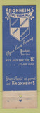 Matchbook Cover - Kronheims Furniture Cleveland OH WEAR