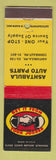 Matchbook Cover - Ashtabula Auto Parts OH Conneaut