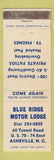Matchbook Cover - Blue Ridge Motor Lodge Asheville NC