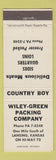 Matchbook Cover - Wiley Green Packing Company Meats Lansing KS