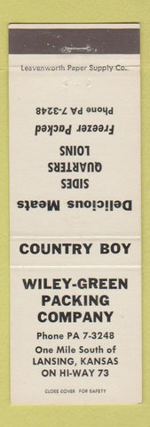 Matchbook Cover - Wiley Green Packing Company Meats Lansing KS