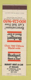 Matchbook Cover - Budget Car Rentals Dallas TX Love Field