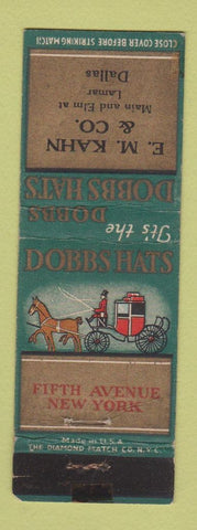 Matchbook Cover - Dobbs Hats EM Kahn Dallas TX WORN
