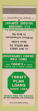 Matchbook Cover - Thrift Plan Loans New Castle PA