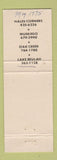 Matchbook Cover - Clifford's Supper Clubs Muskego Lake Beulah Hales Corners WI