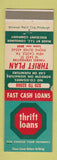 Matchbook Cover - Thrift Plans Loans New Castle PA