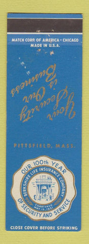 Matchbook Cover - Berkshire Life Insurance Pittsfield MA