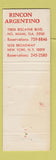 Matchbook Cover - Rincon Argentino Miami FL New York City WEAR