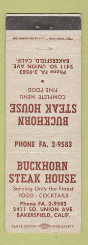 Matchbook Cover - Buckhorn Steak House Bakersfield CA WEAR