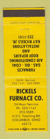 Matchbook Cover - Rickels Furnace Columbus OH