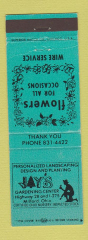 Matchbook Cover - Jay's Gardening Center Flowers Milford OH TEAL