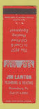 Matchbook Cover - Jim Lawton Heating Plumbing Bloomsburg PA