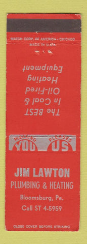 Matchbook Cover - Jim Lawton Heating Plumbing Bloomsburg PA