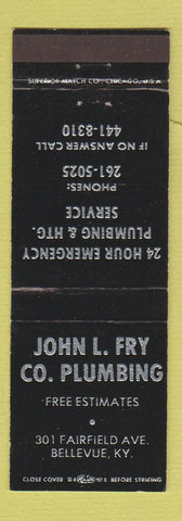 Matchbook Cover - John Fry Pluming Bellevue KY