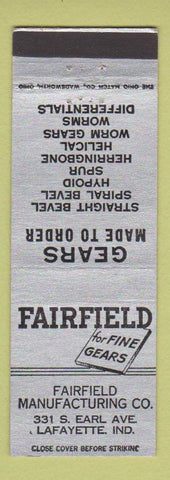 Matchbook Cover - Fairfield Gears Manufacturing Lafayette IN