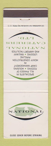 Matchbook Cover - National Catering Vancouver Dawson City Prince George BC