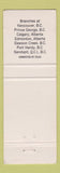 Matchbook Cover - National Catering Vancouver Dawson City Prince George BC