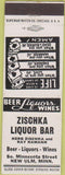 Matchbook Cover - Zischka Bar New Ulm MN liquor