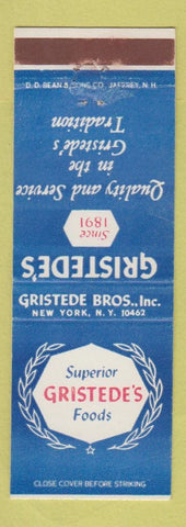 Matchbook Cover - Gristede Bros Foods New York City