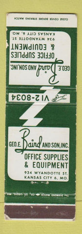 Matchbook Cover - Geo Baird Office Supply Kansas City MO WEAR