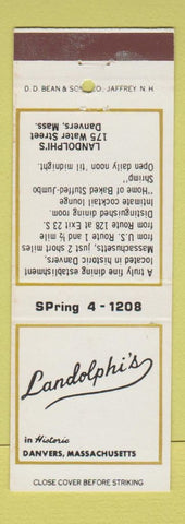 Matchbook Cover - Landolphi's Restaurant Danvers MA