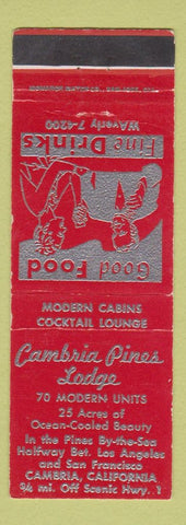 Matchbook Cover - Cambria Pines Lodge CA RED