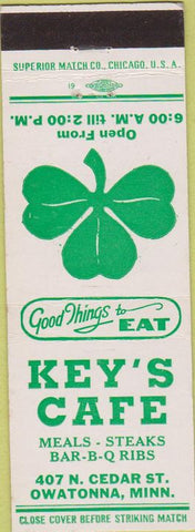 Matchbook Cover - Key's Cafe Owatonna MN shamrock